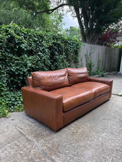 RH Maxwell Brown Leather 7 Foot Restoration Hardware