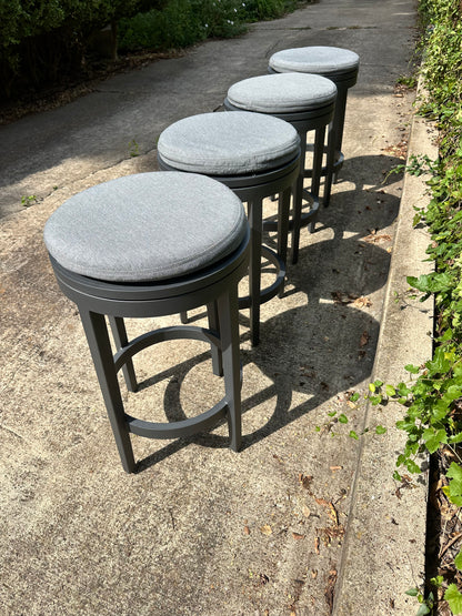 RH Balmain Aluminum Swivel Outdoor Stools Set of 4 Restoration Hardware