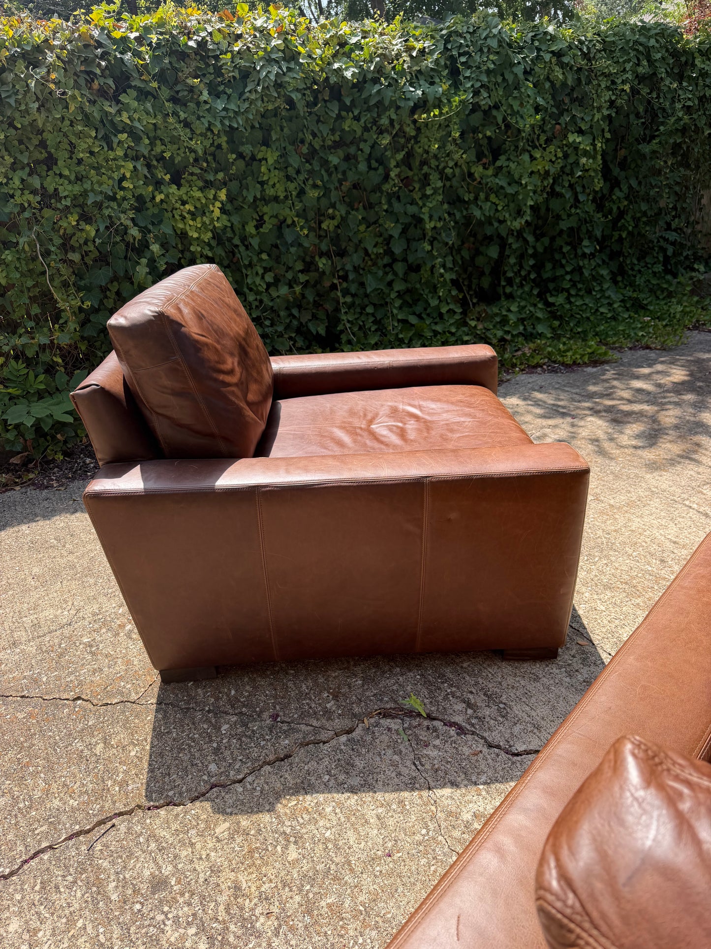 RH Maxwell Luxe Depth Brown Leather Chairs Set of 2 Pair Restoration Hardware