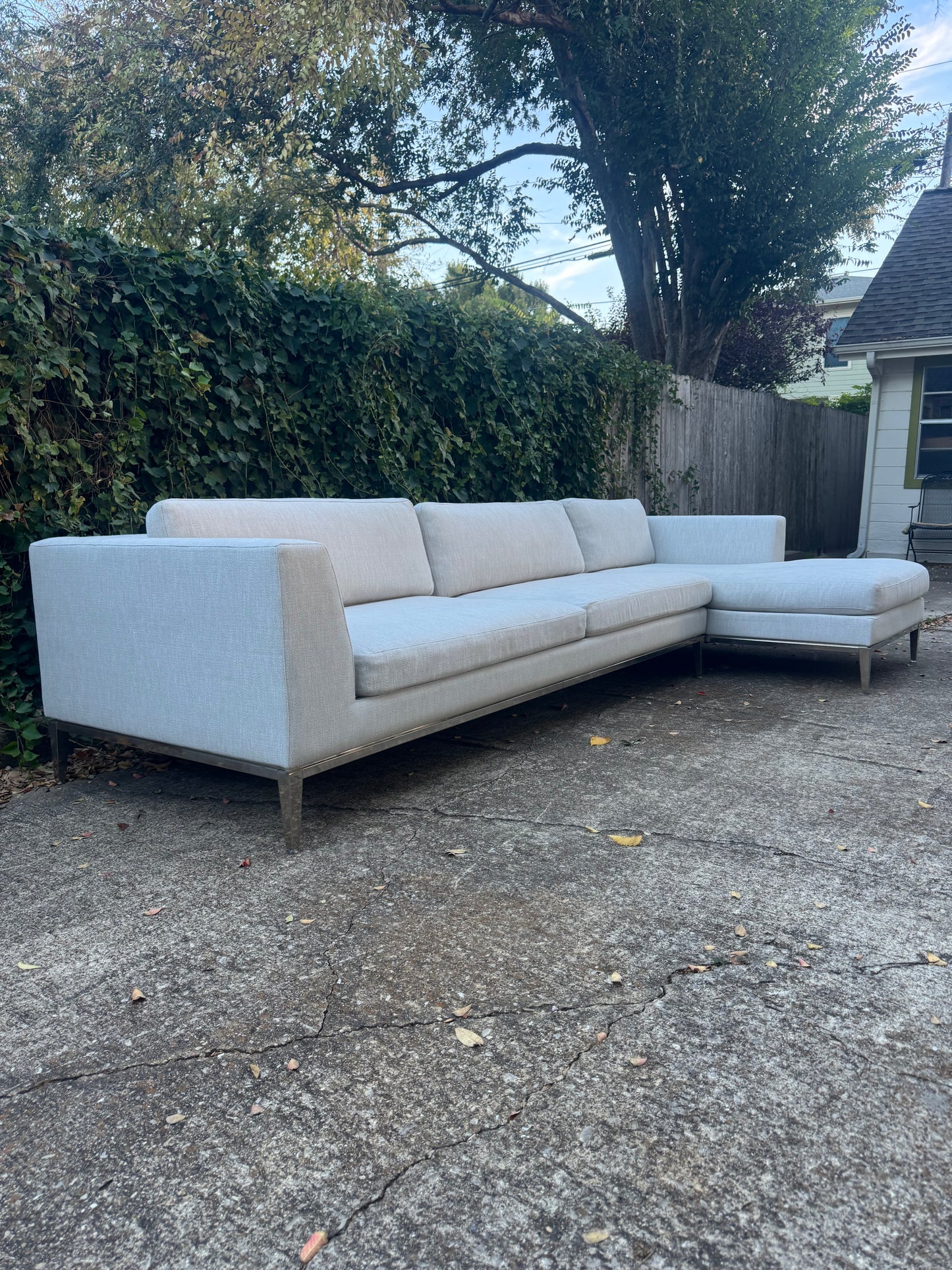 RH Italia Taper Arm Sectional Perennials Performance Gray Two Tone Linen