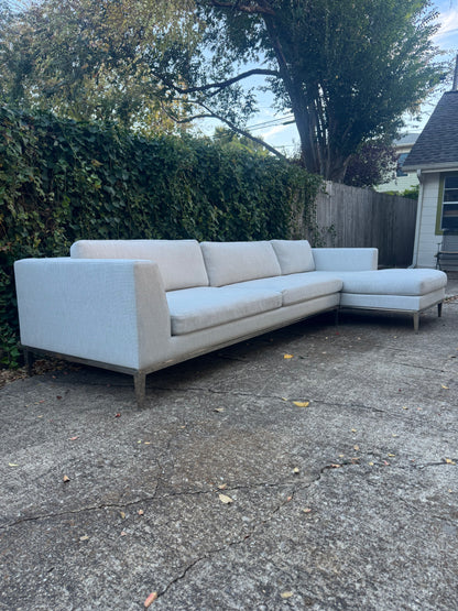 RH Italia Taper Arm Sectional Perennials Performance Gray Two Tone Linen