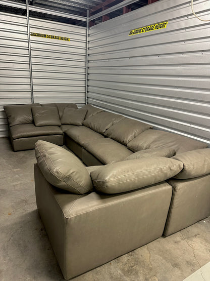 RH Leather Cloud Modular Six Piece Sectional