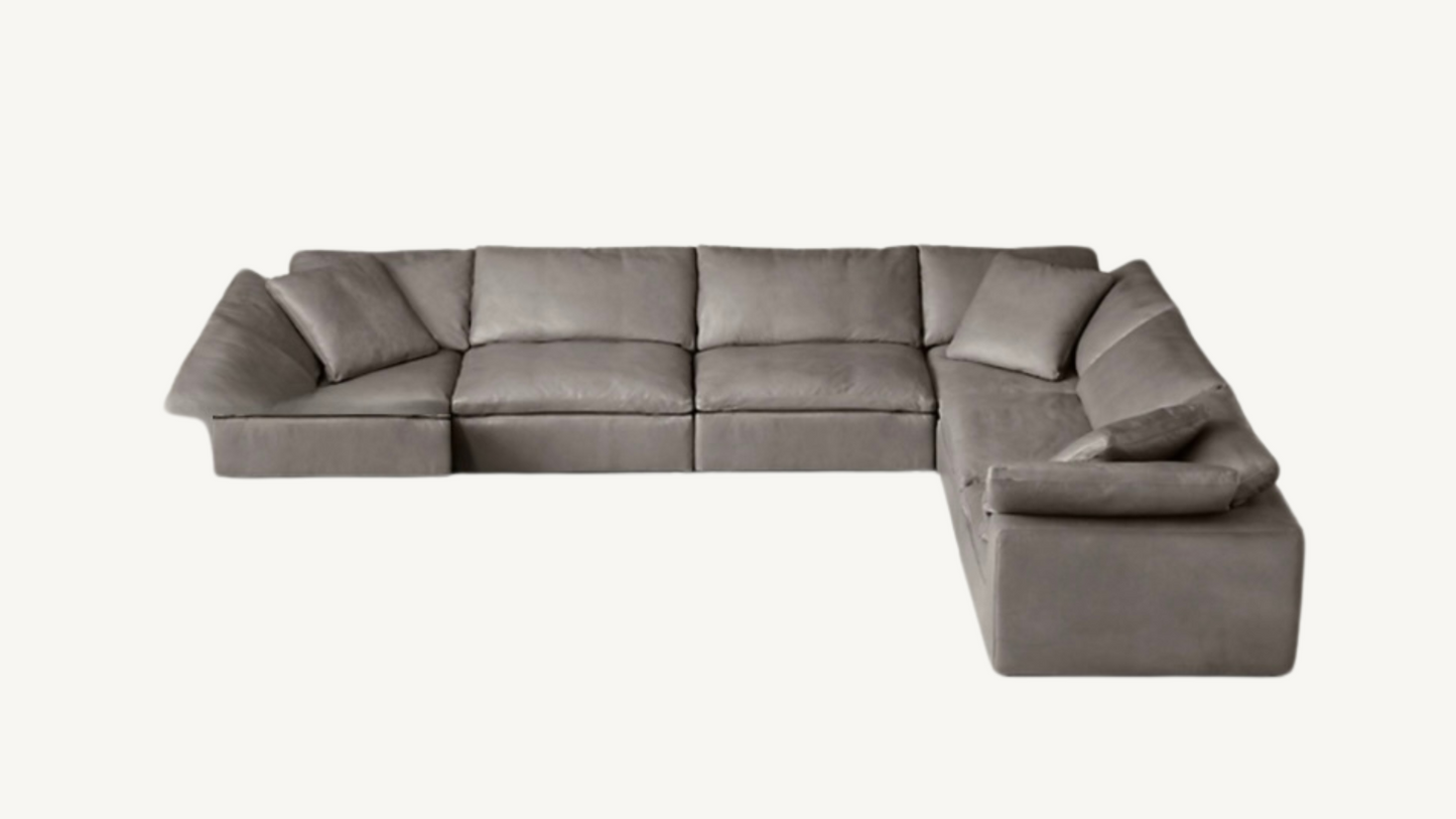 RH Leather Cloud Modular Six Piece Sectional
