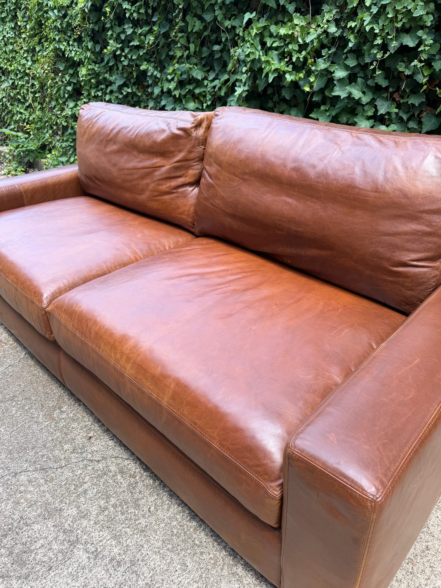 RH Maxwell Brown Leather 7 Foot Restoration Hardware
