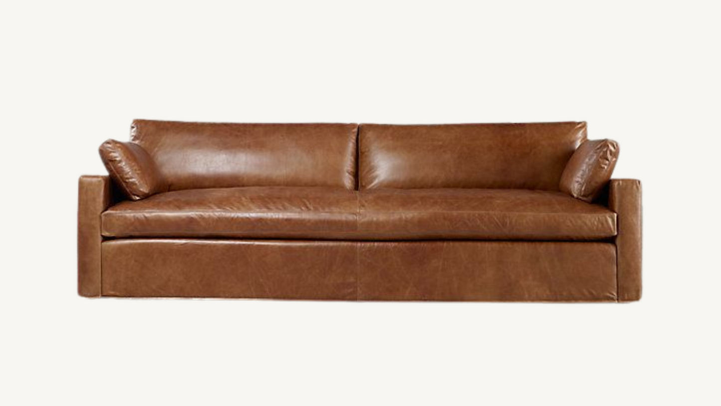 RH Leather Belgian Track Arm Sofa