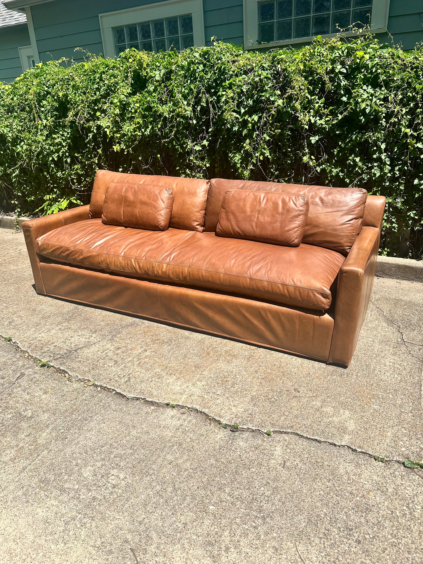 RH Leather Belgian Track Arm Sofa