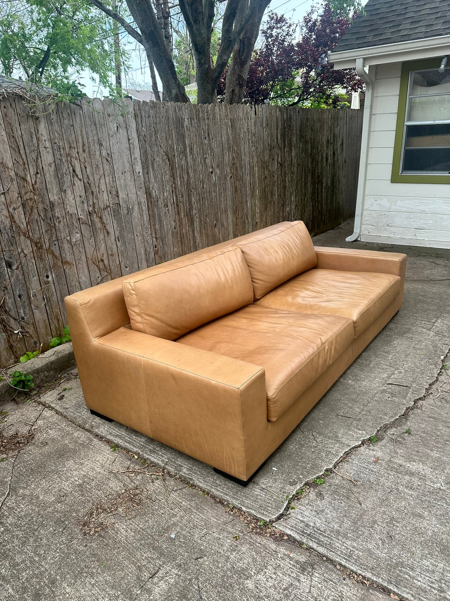 RH Modena Camel Leather Sofa