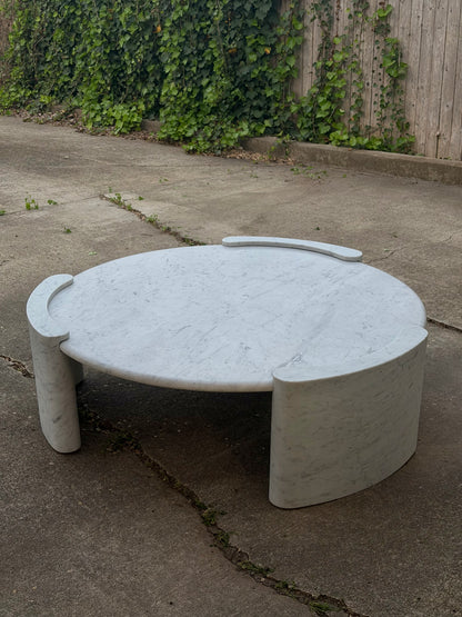RH Cardin Marble Round Coffee Table Carrara Restoration Hardware