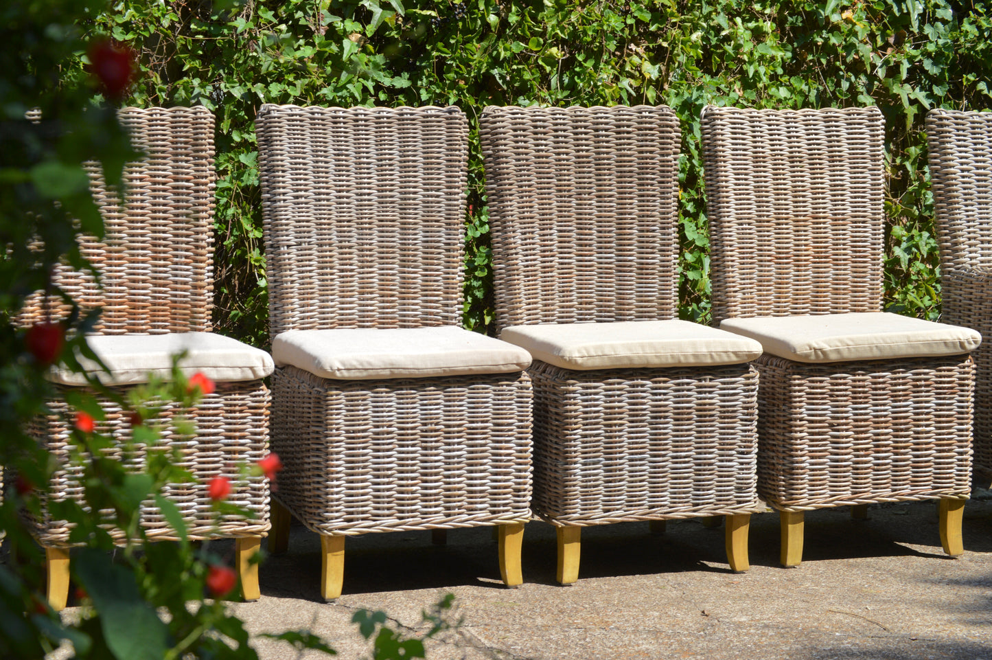 RH Provence Wicker High-Back Dining Chair Set of 6 Outdoor or Indoor Restoration Hardware