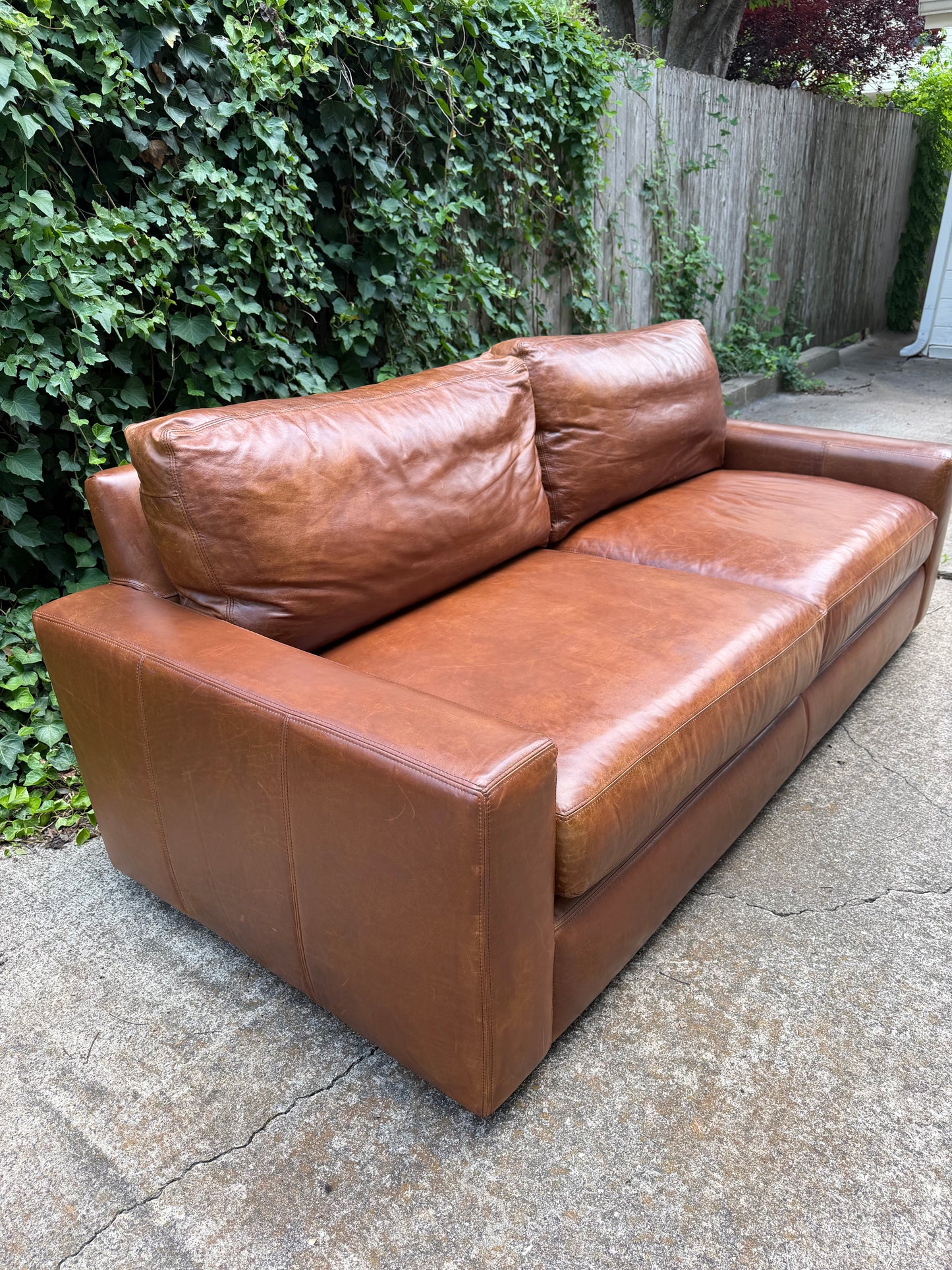 RH Maxwell Brown Leather 7 Foot Restoration Hardware