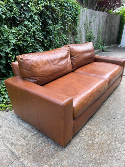 RH Maxwell Brown Leather 7 Foot Restoration Hardware