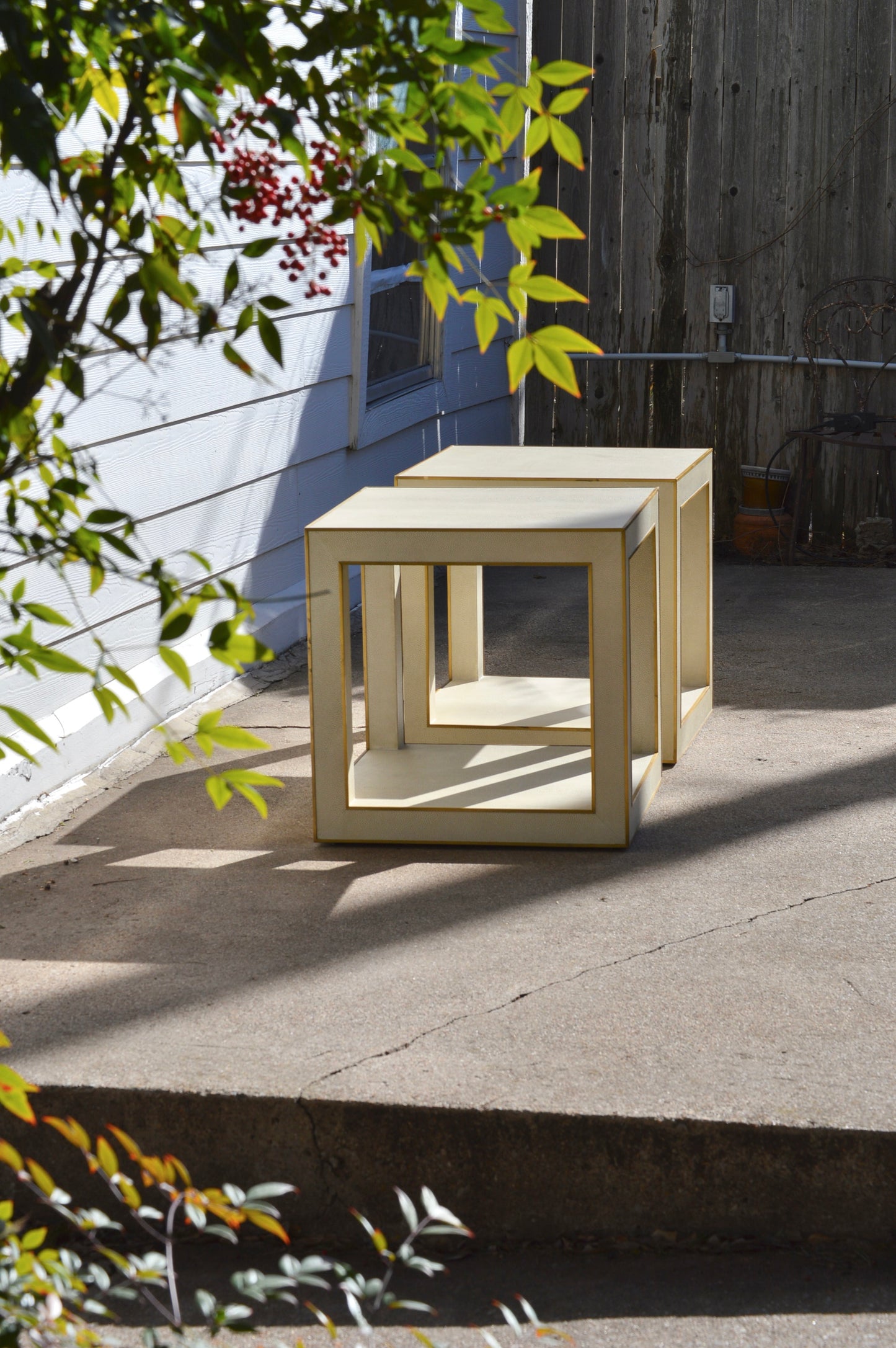 RH Cela Shagreen Square Side Table Set