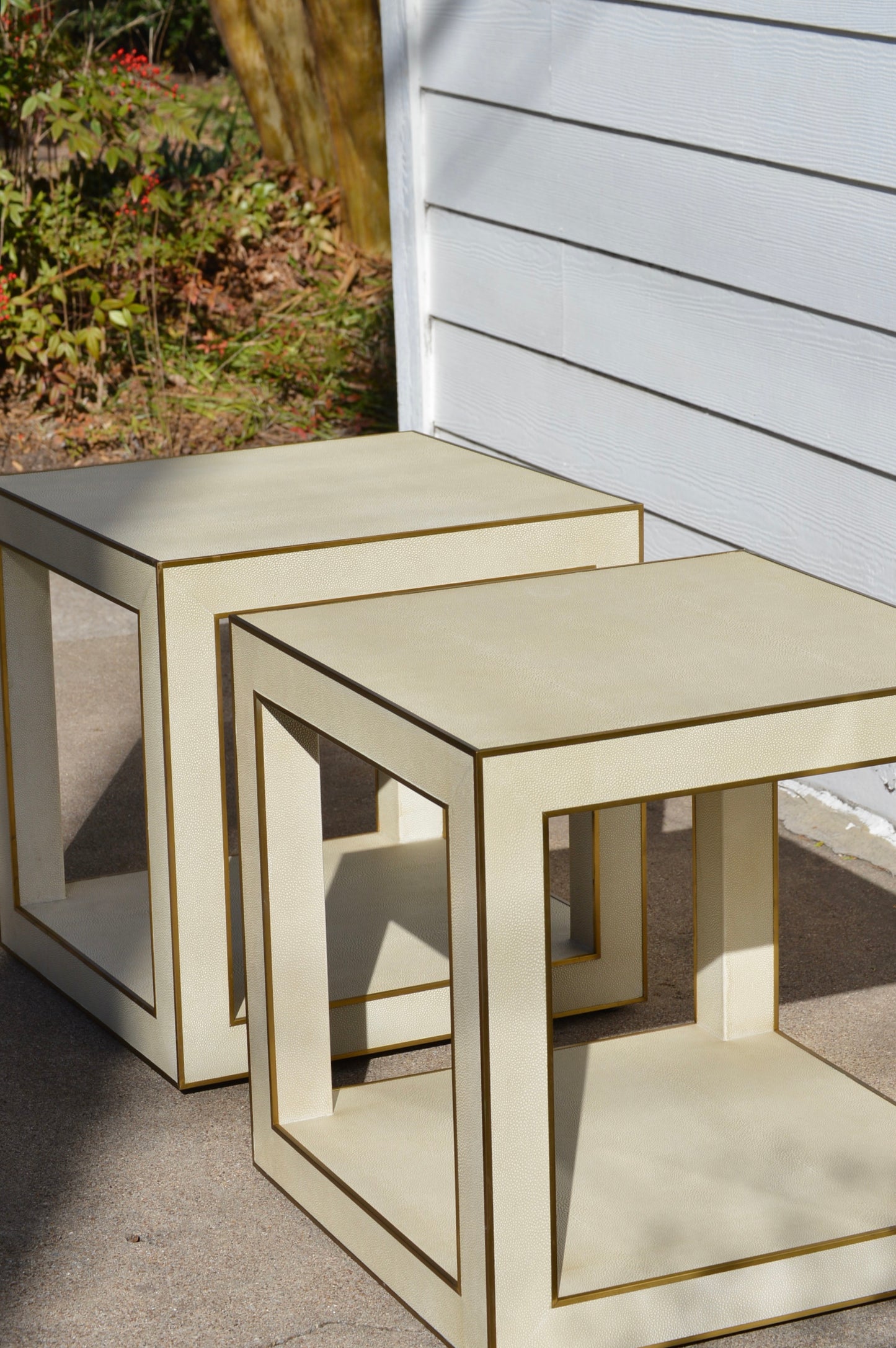 RH Cela Shagreen Square Side Table Set