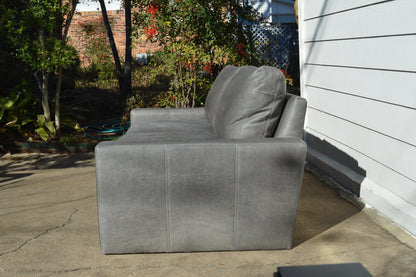 RH 7' Pewter Gray Leather Maxwell Sofa