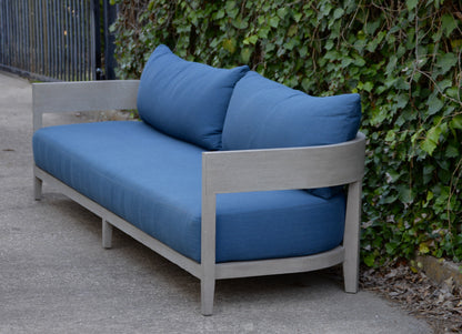 RH Balmain Teak 8' Indigo Sunbrella Outdoor Sofa