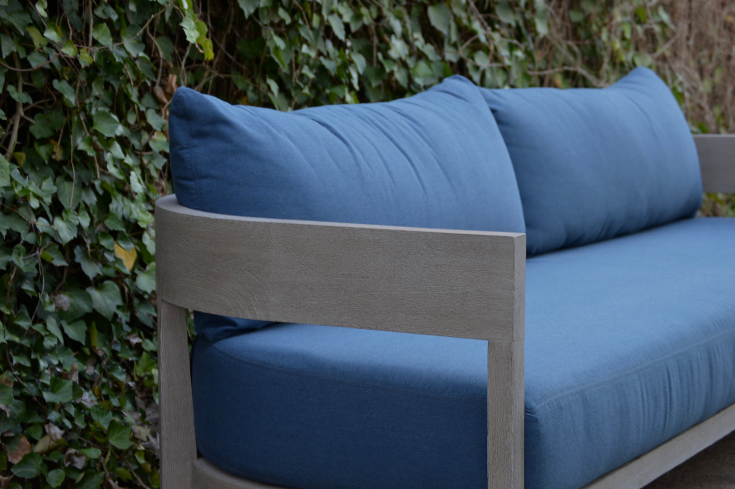 RH Balmain Teak 8' Indigo Sunbrella Outdoor Sofa