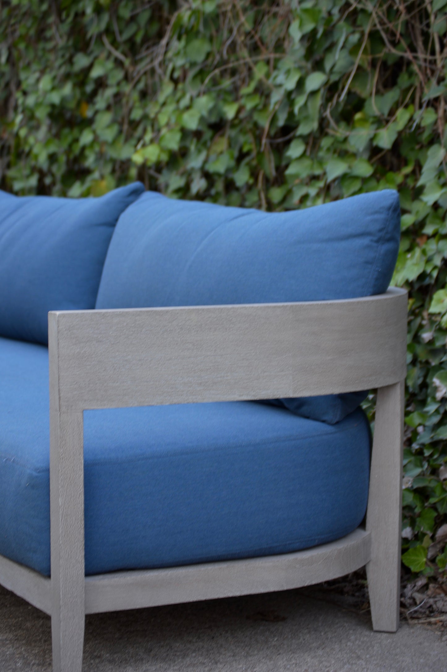 RH Balmain Teak 8' Indigo Sunbrella Outdoor Sofa