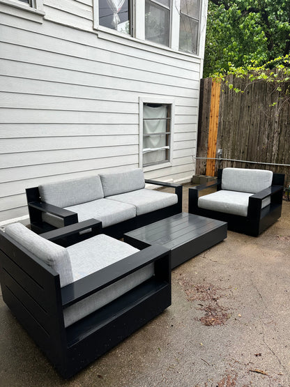RH Marbella Outdoor Set Two Swivel Chairs with Modular Sofa Loveseat Aluminum