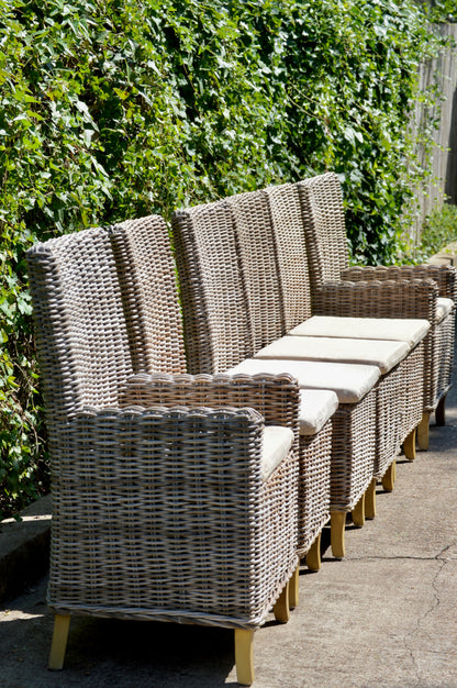 RH Provence Wicker High-Back Dining Chair Set of 6 Outdoor or Indoor Restoration Hardware
