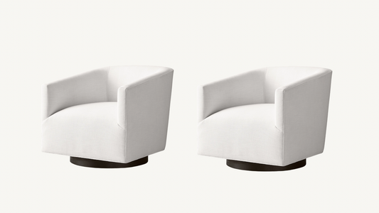 RH Shelter Arm Swivel Chairs White Set Of 2 Perennials Performance Linen Restoration Hardware