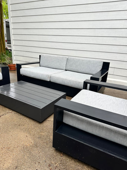 RH Marbella Outdoor Set Two Swivel Chairs with Modular Sofa Loveseat Aluminum