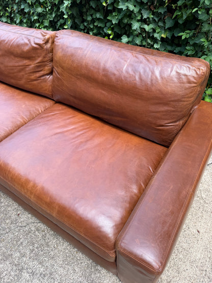 RH Maxwell Brown Leather 7 Foot Restoration Hardware