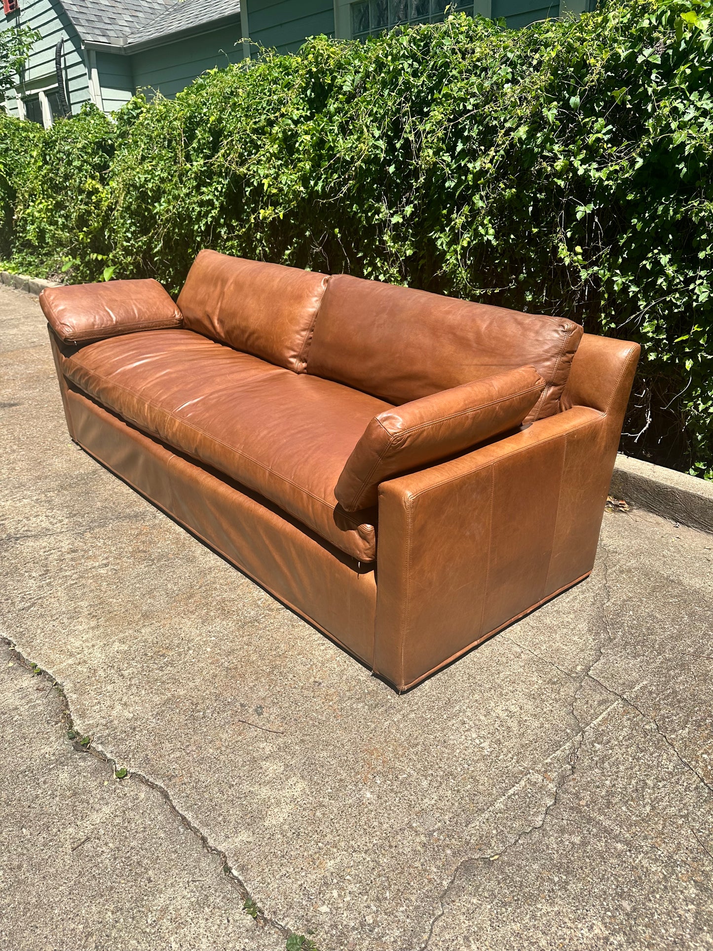 RH Leather Belgian Track Arm Sofa