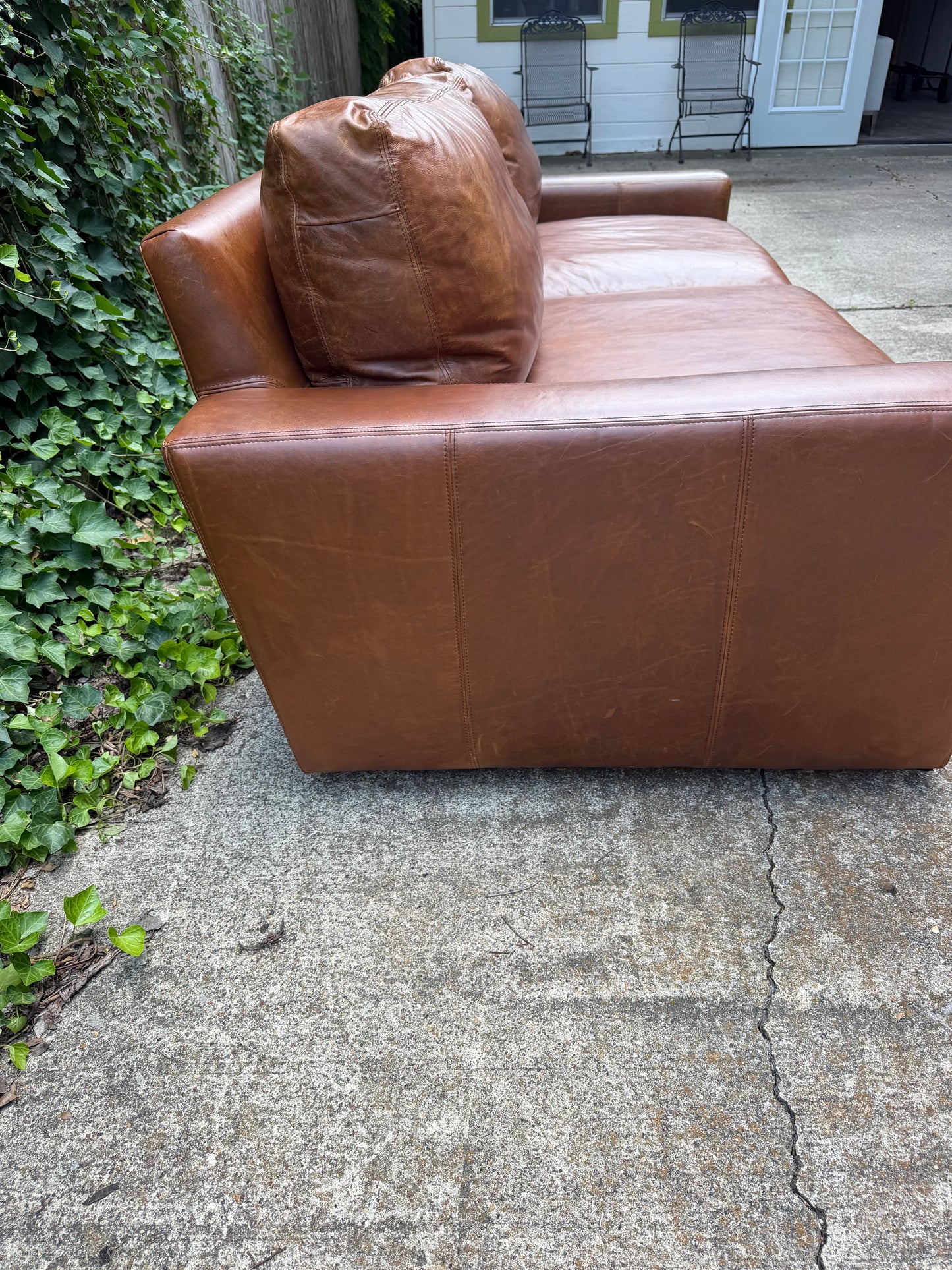 RH Maxwell Brown Leather 7 Foot Restoration Hardware