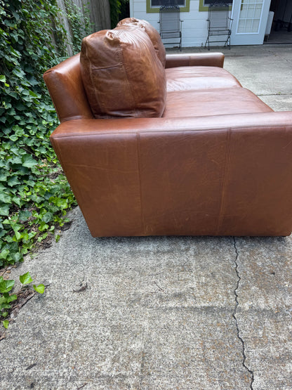 RH Maxwell Brown Leather 7 Foot Restoration Hardware