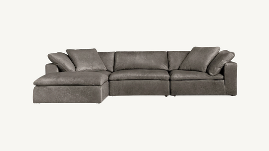 RH Cloud Leather Modular Sectional Four Piece Gray Restoration Hardware