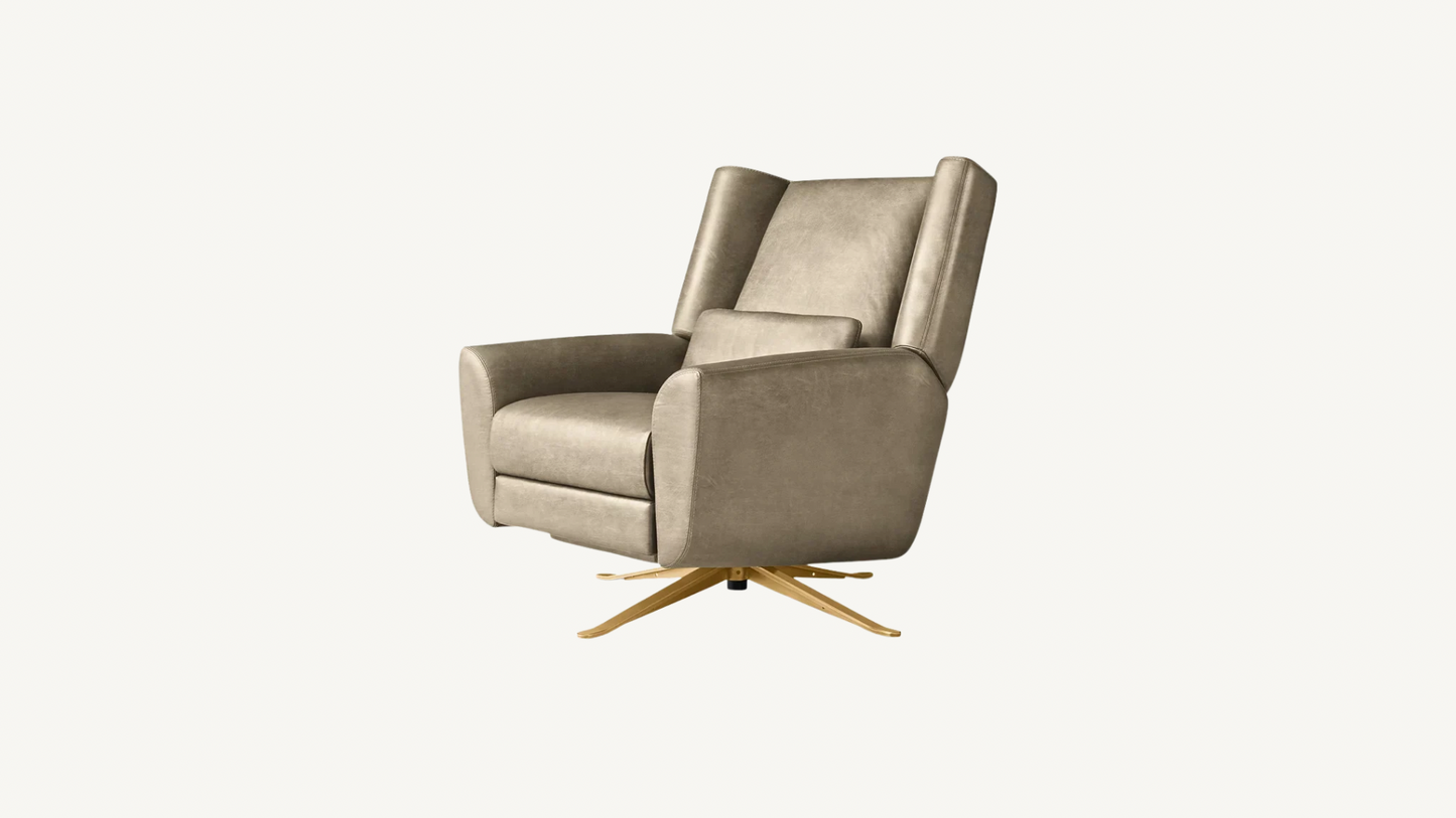RH Luke Leather Reclining Swivel Chair Desk Chair Lounge Restoration Hardware
