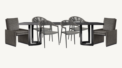 RH Portofino 96" Aluminum Outdoor Dining Table With Chairs Set Of 6 Restoration Hardware
