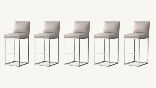 RH Emery Armless Turin Leather Counter Stools Gray Pebble Set of 5 Restoration Hardware