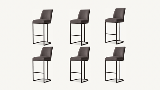 RH Emery Armless Bar Stools Set of 6 Like New Dark Gray Restoration Hardware