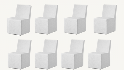 RH Ellison Set of 8 Dining Chairs White Performance Linen Restoration Hardware