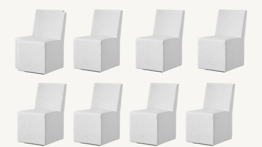 RH Ellison Set of 8 Dining Chairs White Performance Linen Restoration Hardware