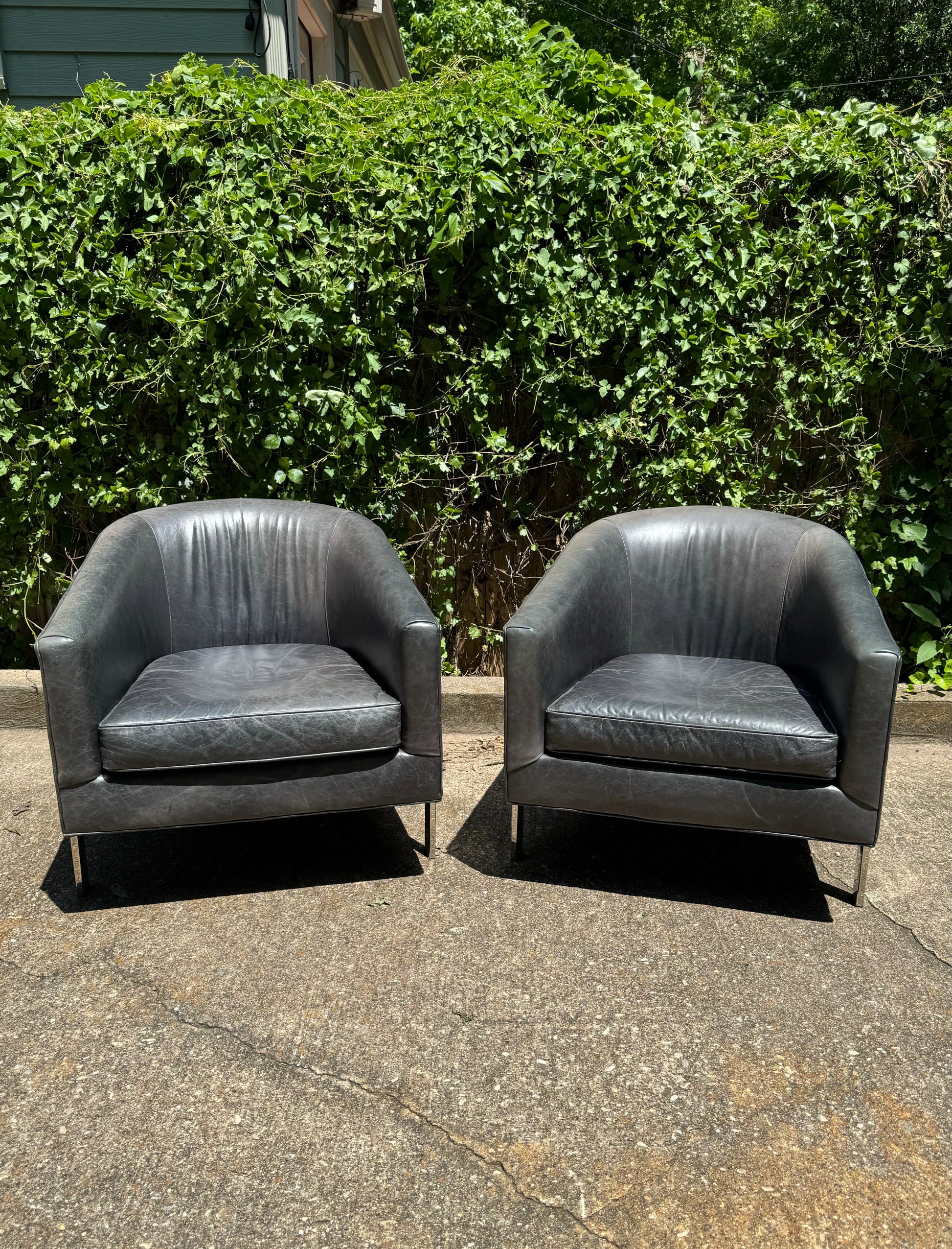 MG BW Gray Avery Leather Chair Set - Main Image