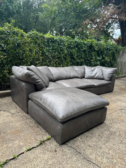 RH Cloud Leather Modular Sectional Four Piece Gray Restoration Hardware