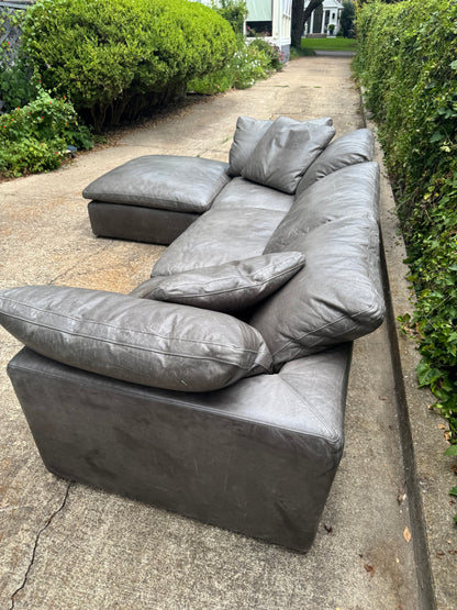 RH Cloud Leather Modular Sectional Four Piece Gray Restoration Hardware