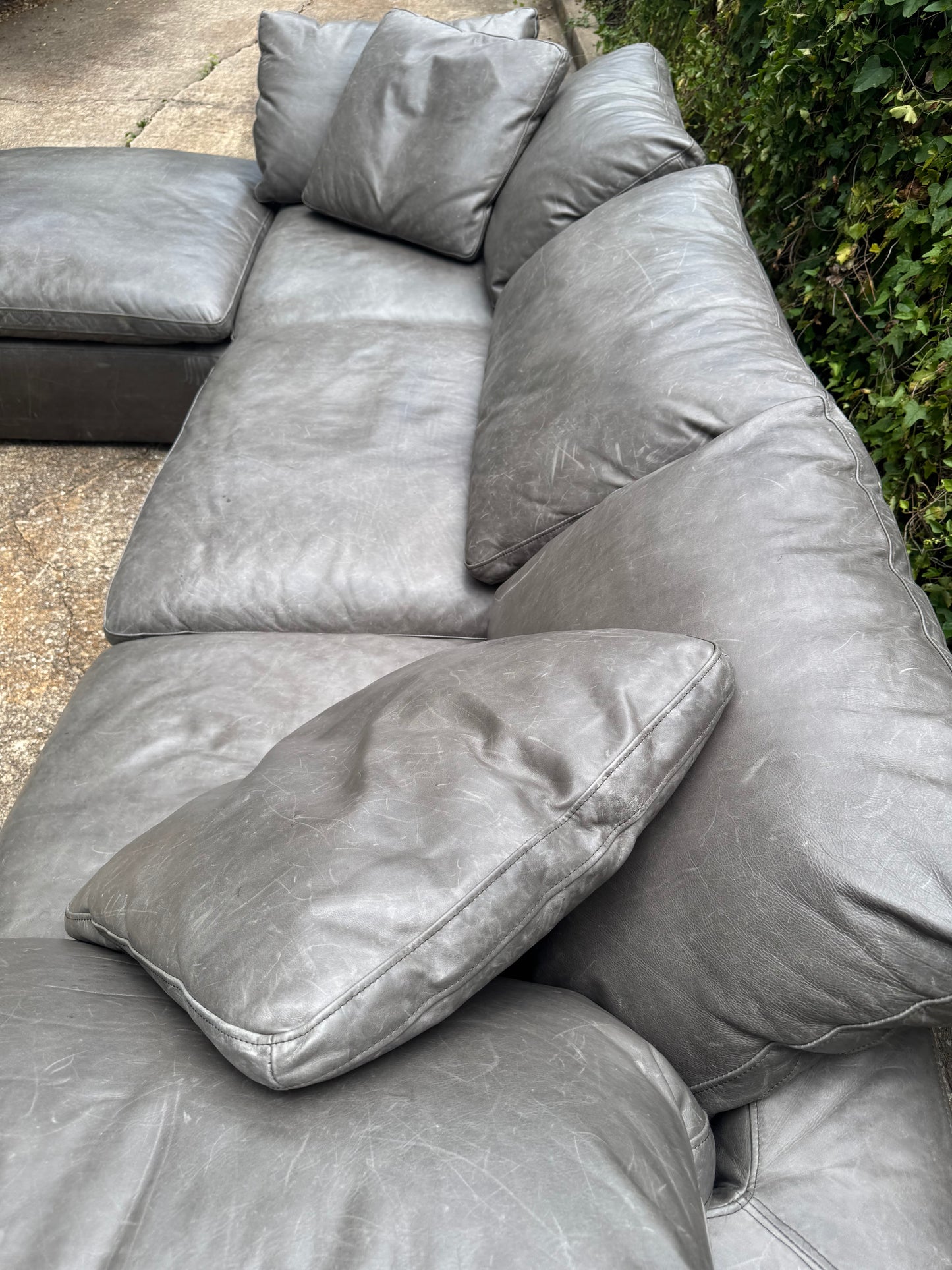 RH Cloud Leather Modular Sectional Four Piece Gray Restoration Hardware