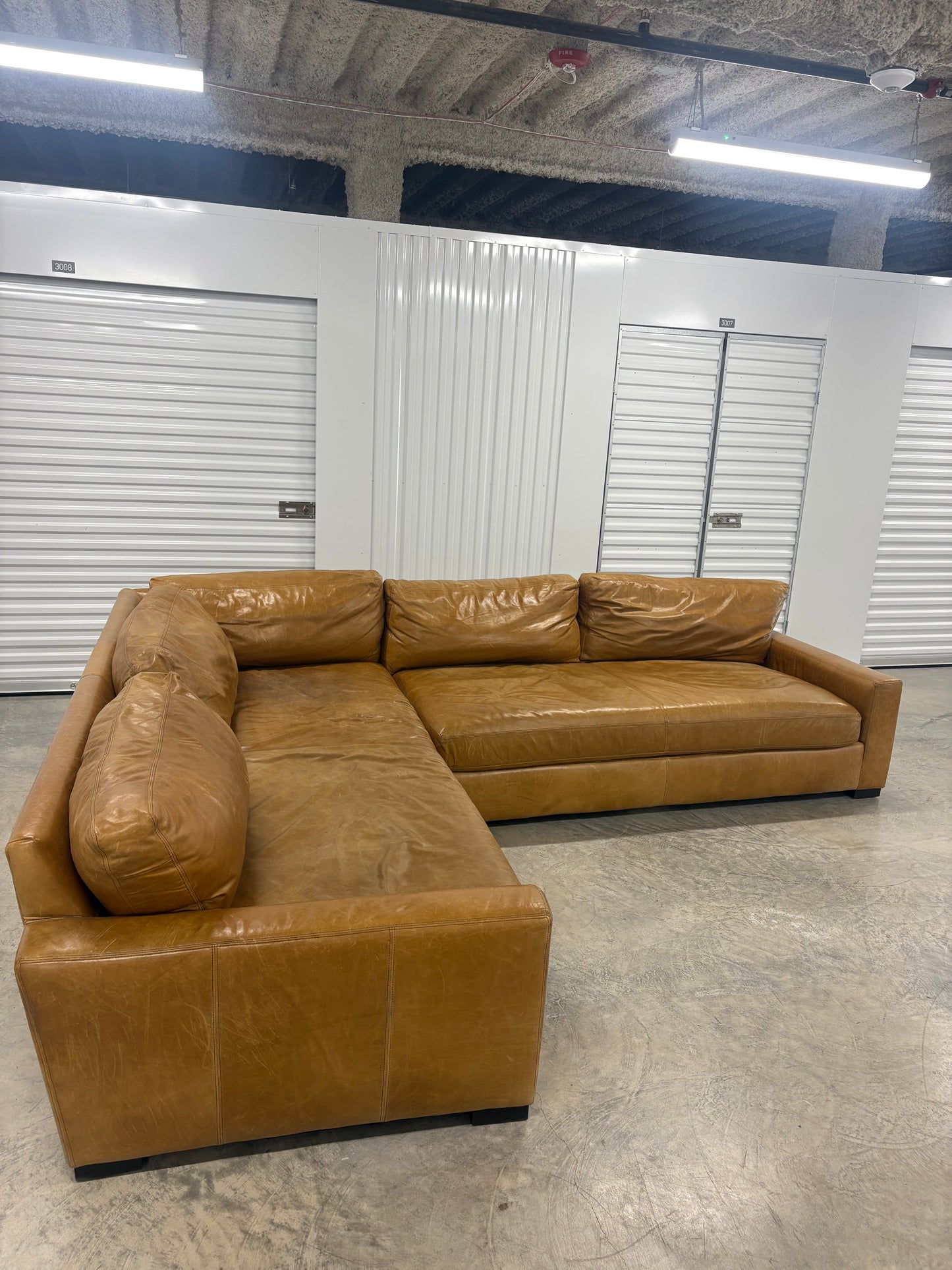 RH Maxwell Leather L Sectional Brompton Chestnut Restoration Hardware