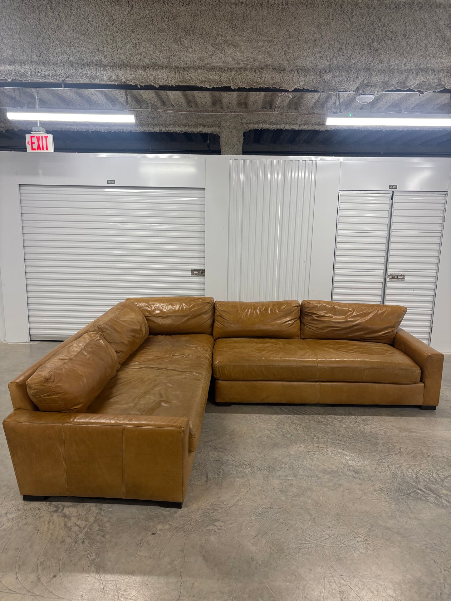 RH Maxwell Leather L Sectional Brompton Chestnut Restoration Hardware
