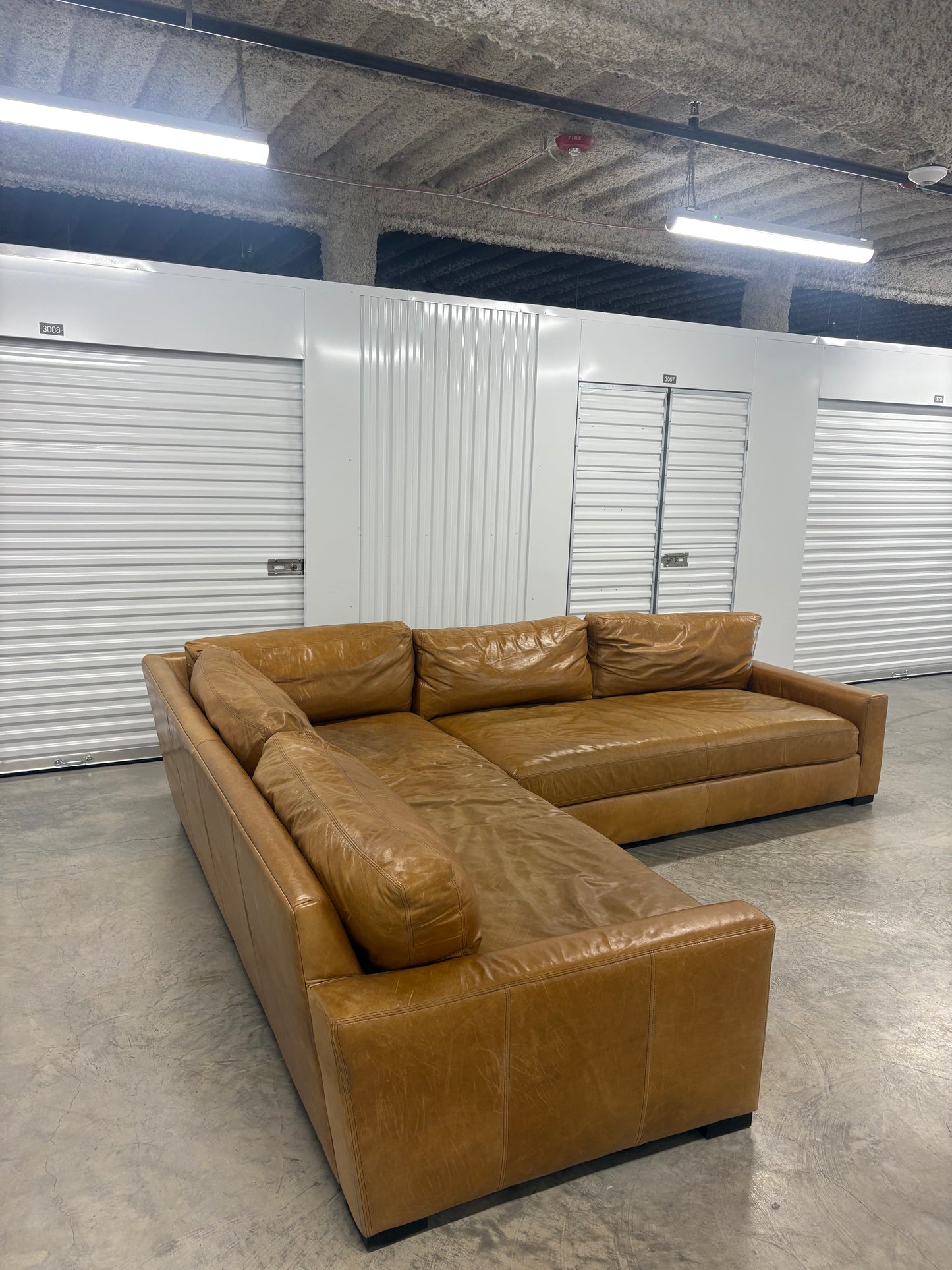 RH Maxwell Leather L Sectional Brompton Chestnut Restoration Hardware