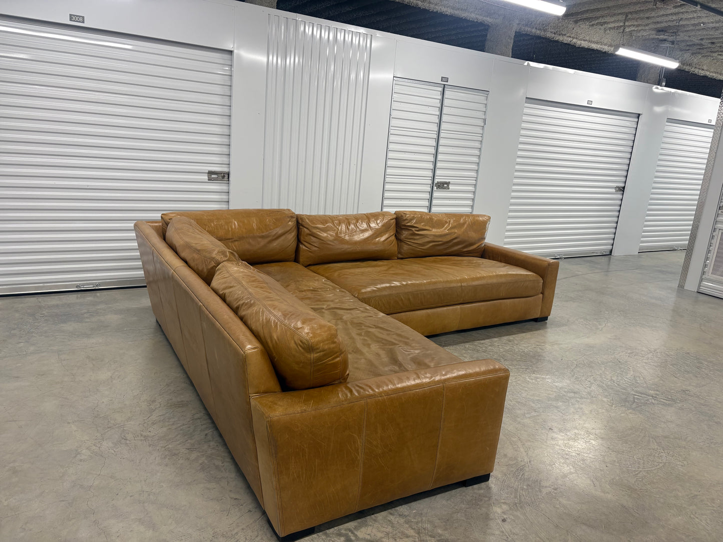 RH Maxwell Leather L Sectional Brompton Chestnut Restoration Hardware