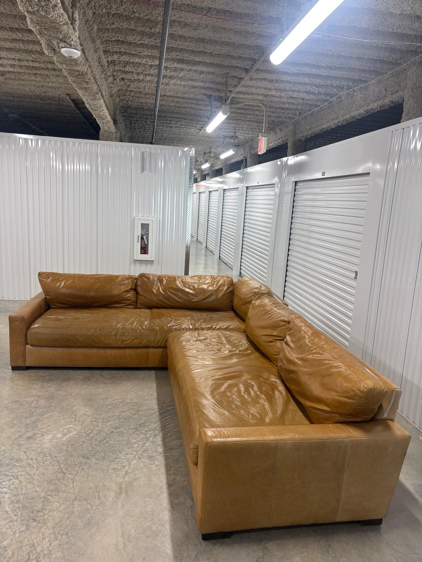 RH Maxwell Leather L Sectional Brompton Chestnut Restoration Hardware