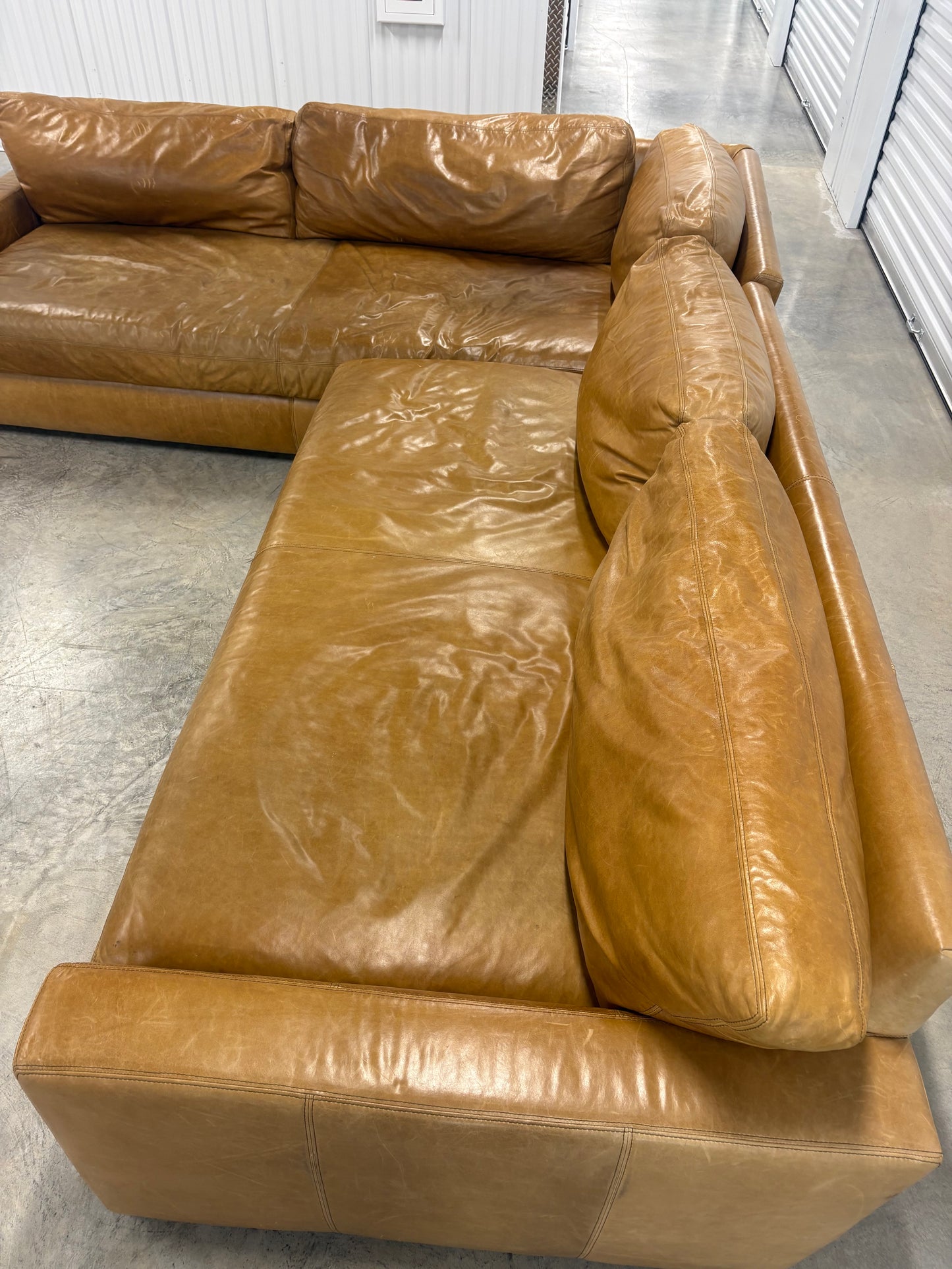 RH Maxwell Leather L Sectional Brompton Chestnut Restoration Hardware