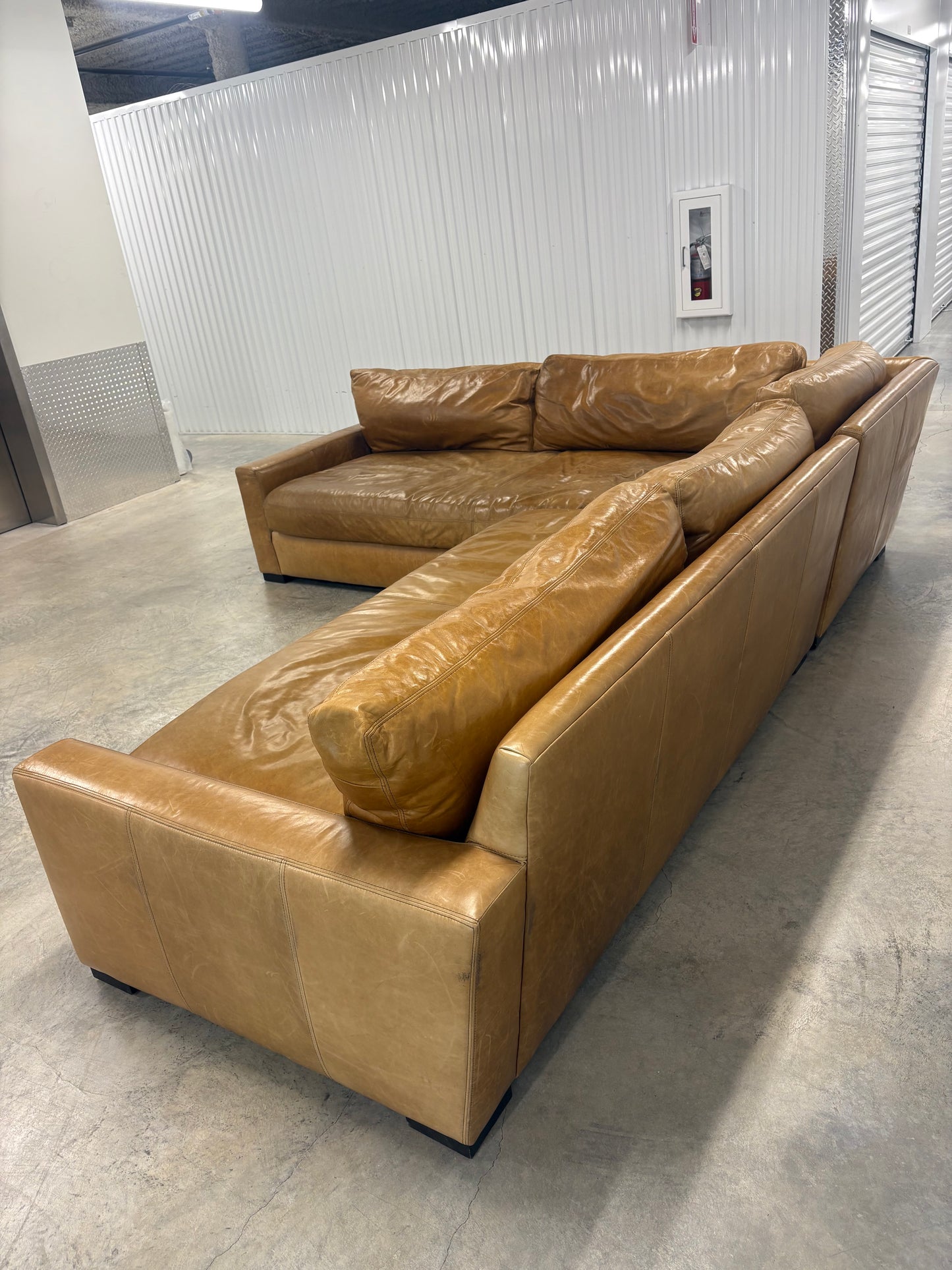 RH Maxwell Leather L Sectional Brompton Chestnut Restoration Hardware
