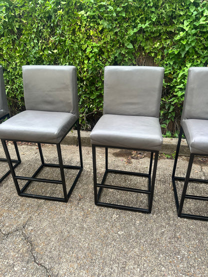 RH Set of 5 Leather Armless Emery Barstools