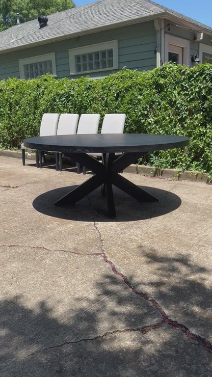 RH 1960s French X-Base 72” Round Dining Table Restoration Hardware