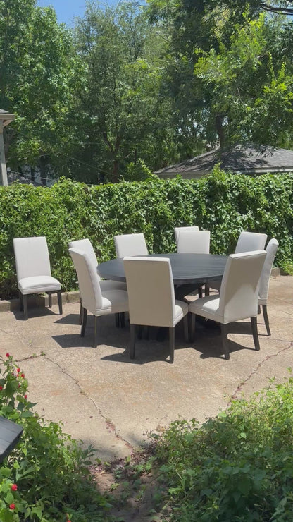 RH Hudson Parsons Set of 10 Dining Chairs French Black 72” Round Dining Table Restoration Hardware